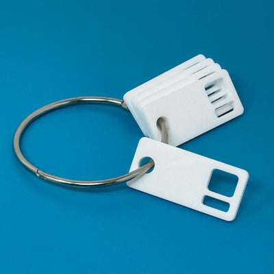 White Acrylic Floss Drops (sets of 20, 100 or 200) with optional vinyl labels
