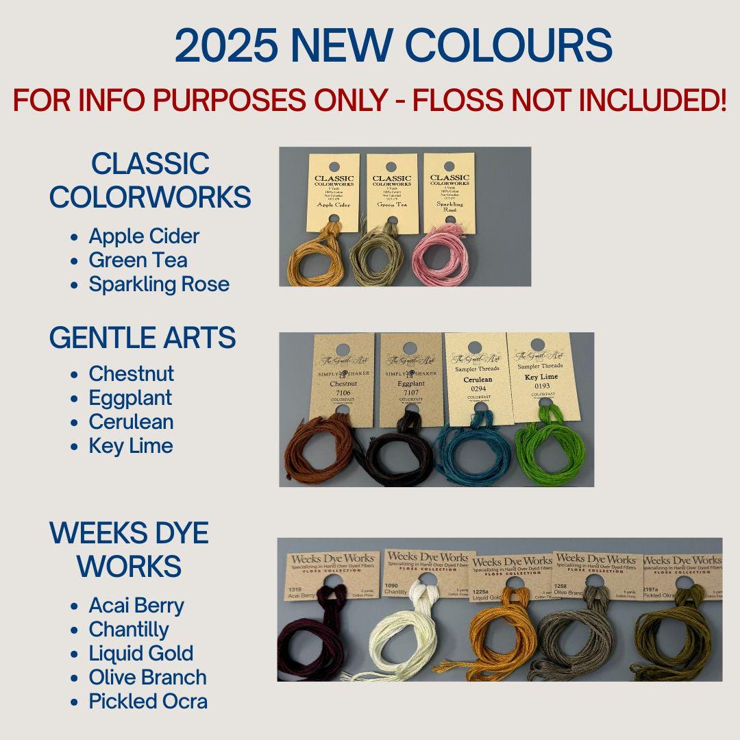 2025 New Colours - Acrylic bobbins, Floss Chips or Floss Hanger for Weeks Dye Works, Classic Colorworks & Gentle Art Sampler Threads