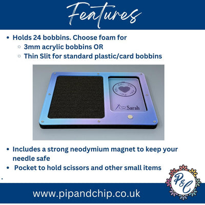 Personalised Ombre Working Tray for Cross Stitch and Embroidery (holds x24 bobbins)