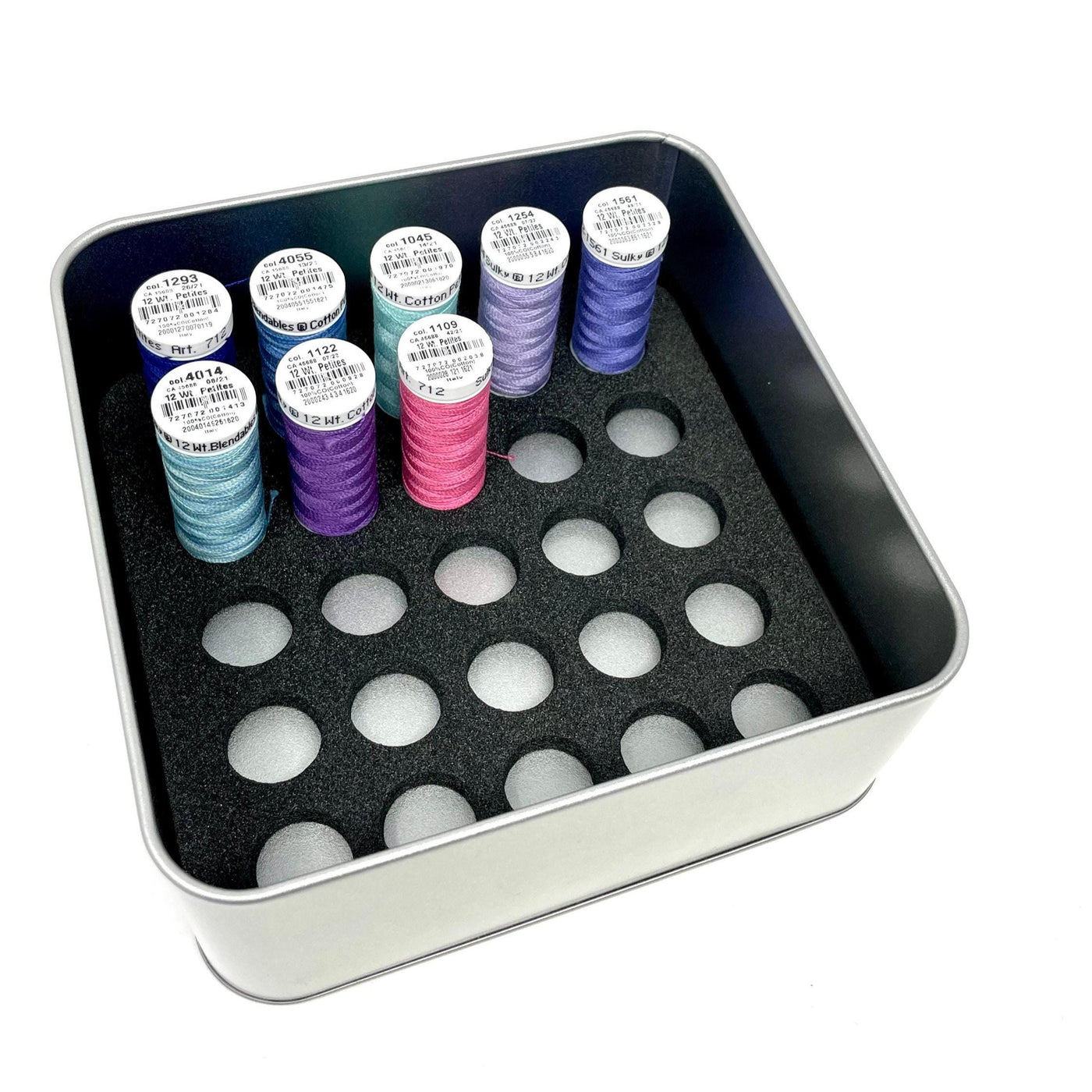 Sulky Petites storage tin with foam insert to hold 25 spools (not included)