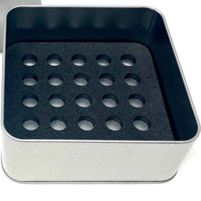 Kreinik storage tin with foam insert to hold 25 small or 16 large spools (not included)
