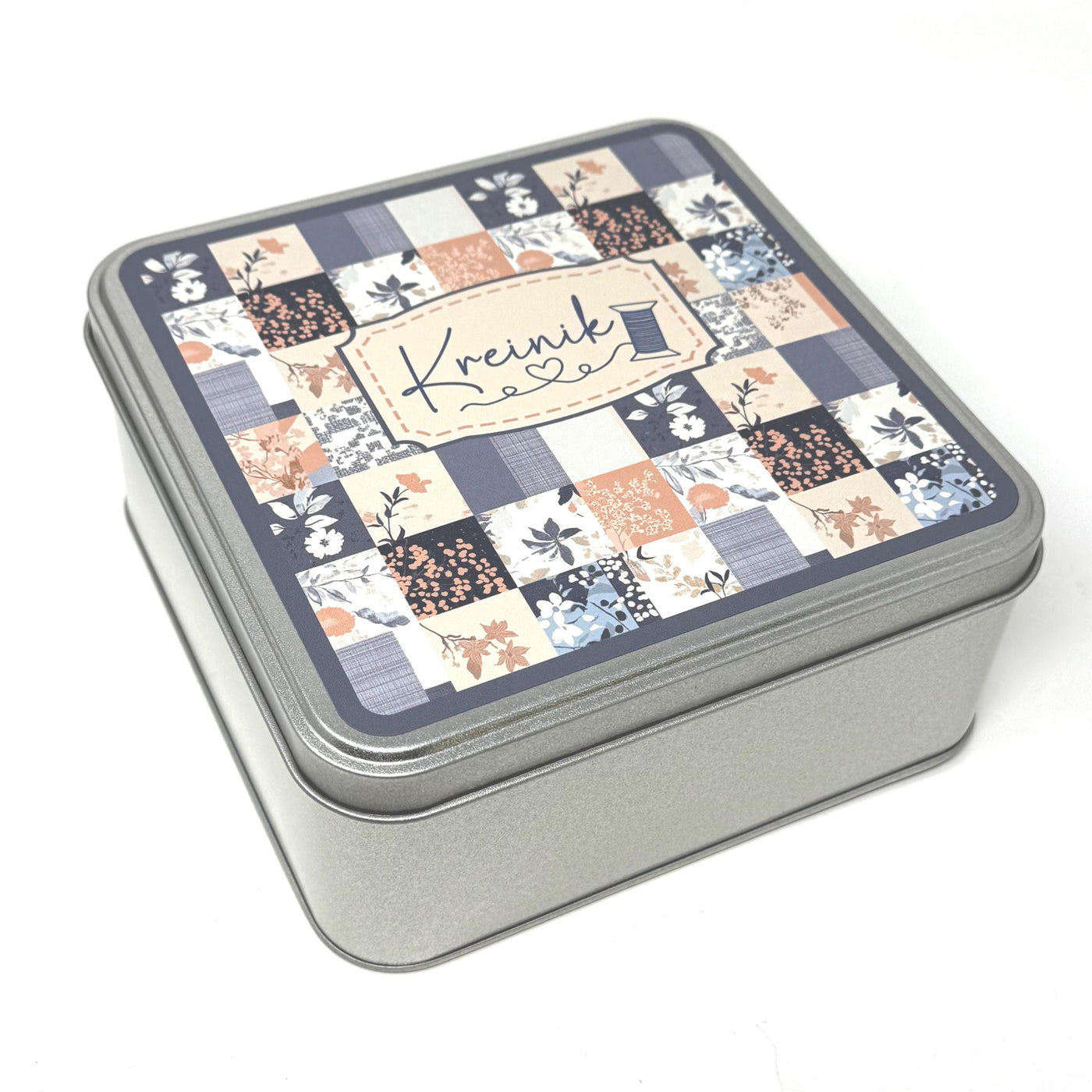 Kreinik storage tin with foam insert to hold 25 small or 16 large spools (not included)