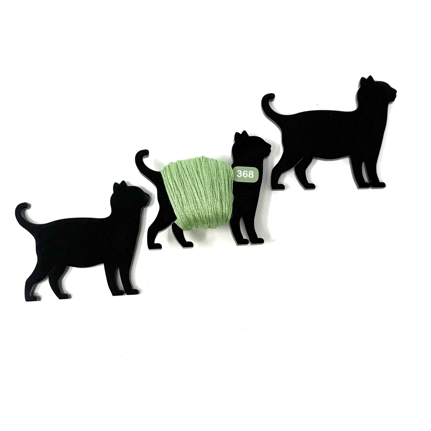 Acrylic Black Cat Bobbins | Halloween Floss Bobbins - Set of 12