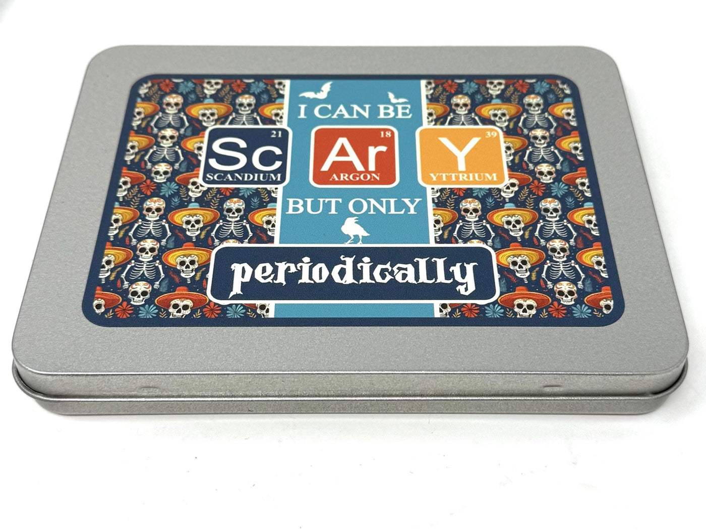 Periodically Scary Halloween Needle Minder Addict storage tin - perfect for storing your Needle Minders