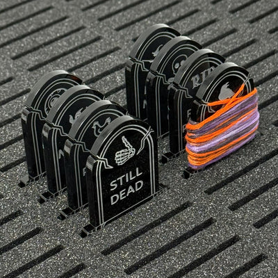 Acrylic Tombstone Bobbins | Halloween Floss Bobbins - Set of 8