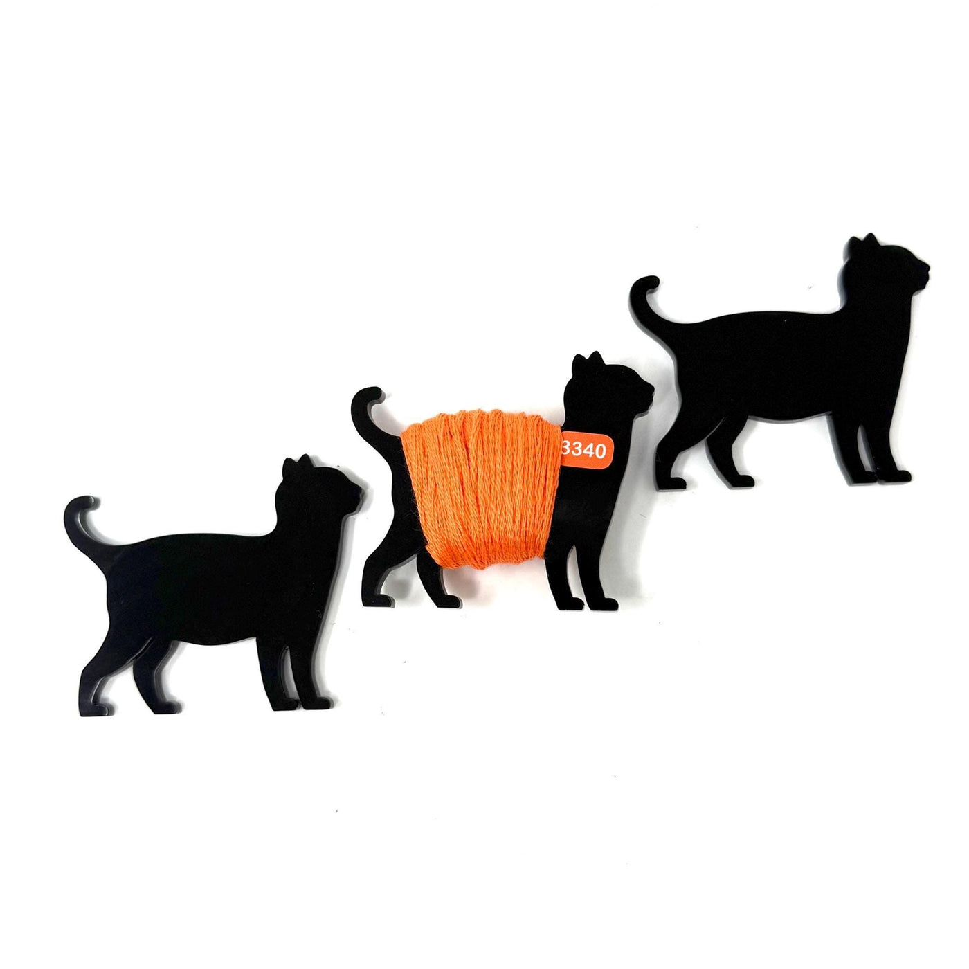 Acrylic Black Cat Bobbins | Halloween Floss Bobbins - Set of 12