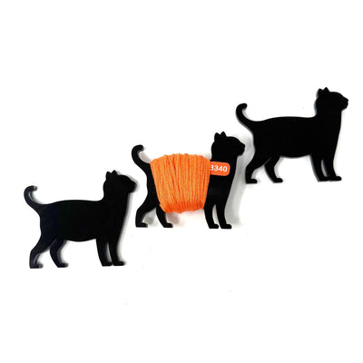 Acrylic Black Cat Bobbins | Halloween Floss Bobbins - Set of 12