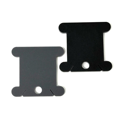 Acrylic Matt Black & Grey Bobbins | Halloween Floss Bobbins - Set of 24
