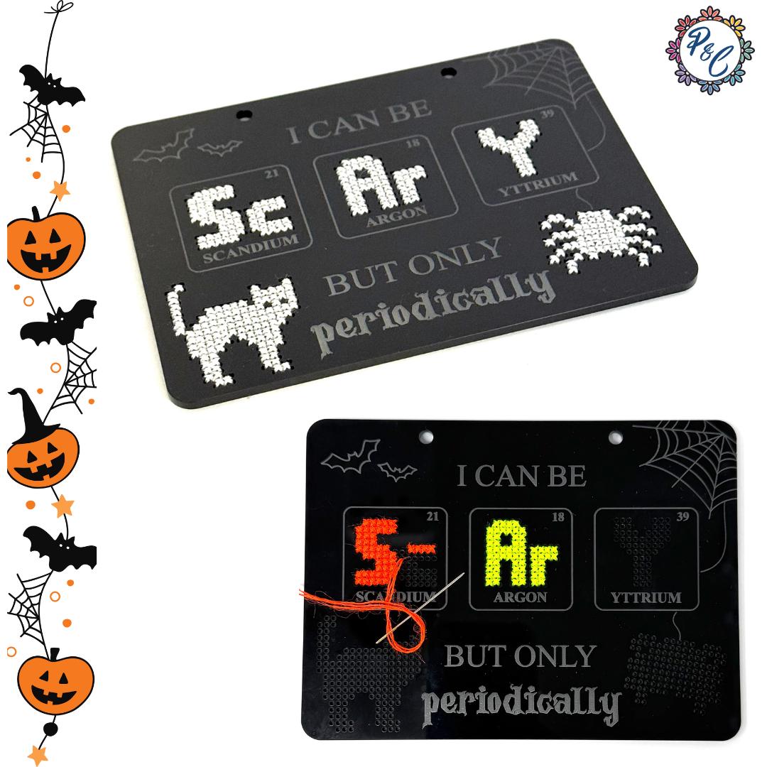 Periodically Scary Halloween stitch your own decoration (acrylic blank only, floss not included)