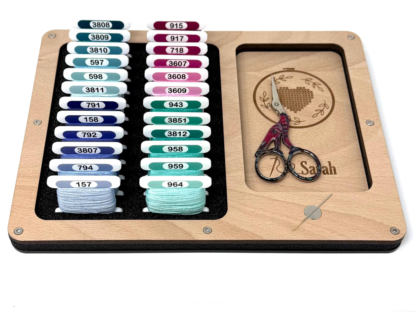 Personalised Working Tray for Cross Stitch and Embroidery (holds x24 bobbins)