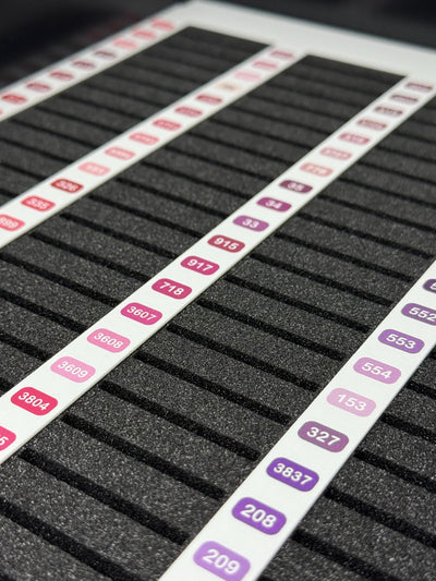 DMC Thread Layout Guide Overlays (set of 5) for Bisley Cabinet | Full 500 Colours Printed | Choose Numerical or Colour Group