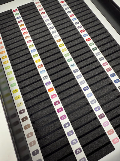 DMC Thread Layout Guide Overlays (set of 5) for Bisley Cabinet | Full 500 Colours Printed | Choose Numerical or Colour Group