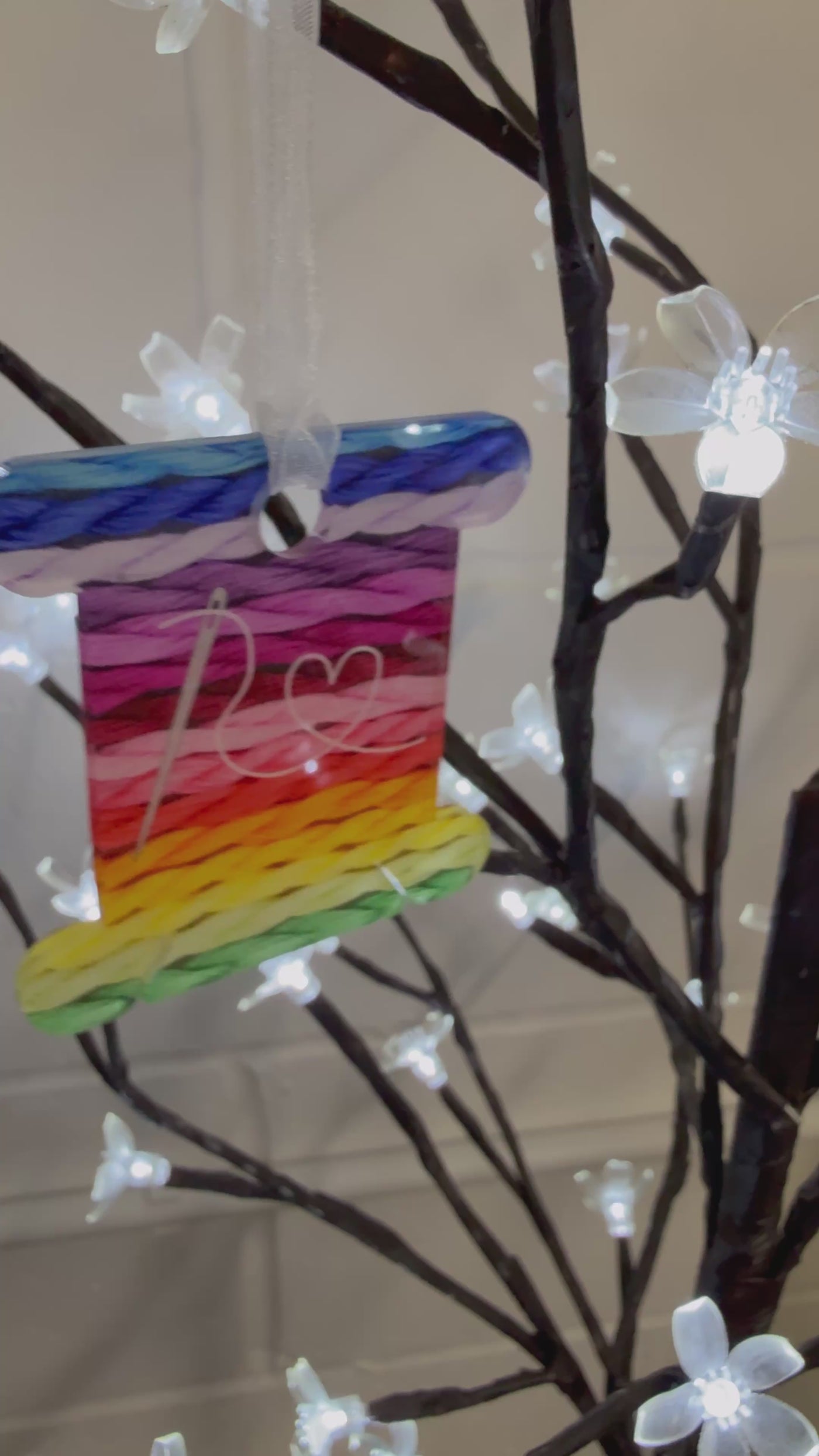Rainbow Thread Bobbin Acrylic Tree Decoration