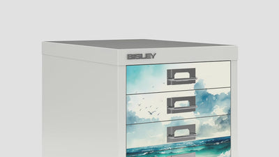 Watercolour beach decals for Bisley 5 drawer cabinet (not included)