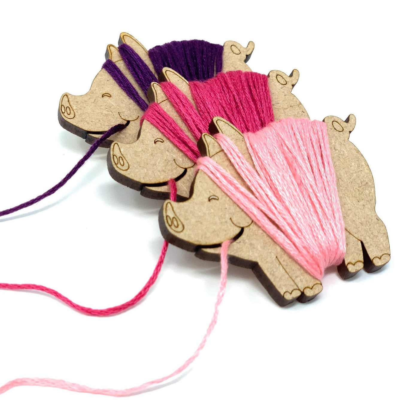 Pig bobbins (set of 12) thread holders floss organiser cross stitch embroidery thread storage