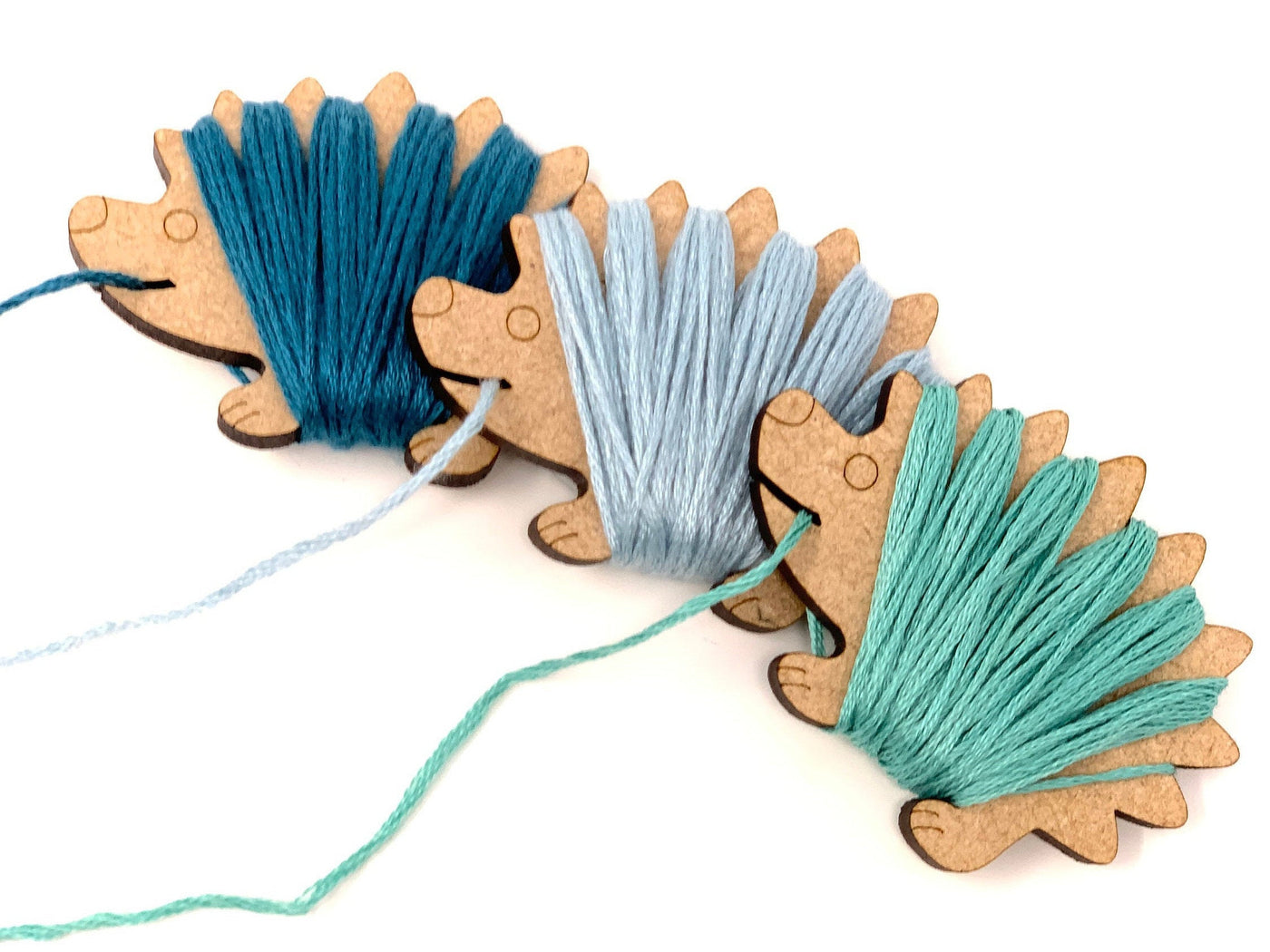 Hedgehog bobbins (set of 12) thread holders floss organiser cross stitch embroidery thread storage