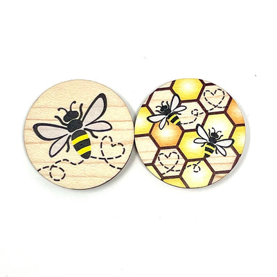 Reversible Bee Needle Minder Magnet with tin - Cross stitch / embroidery gift