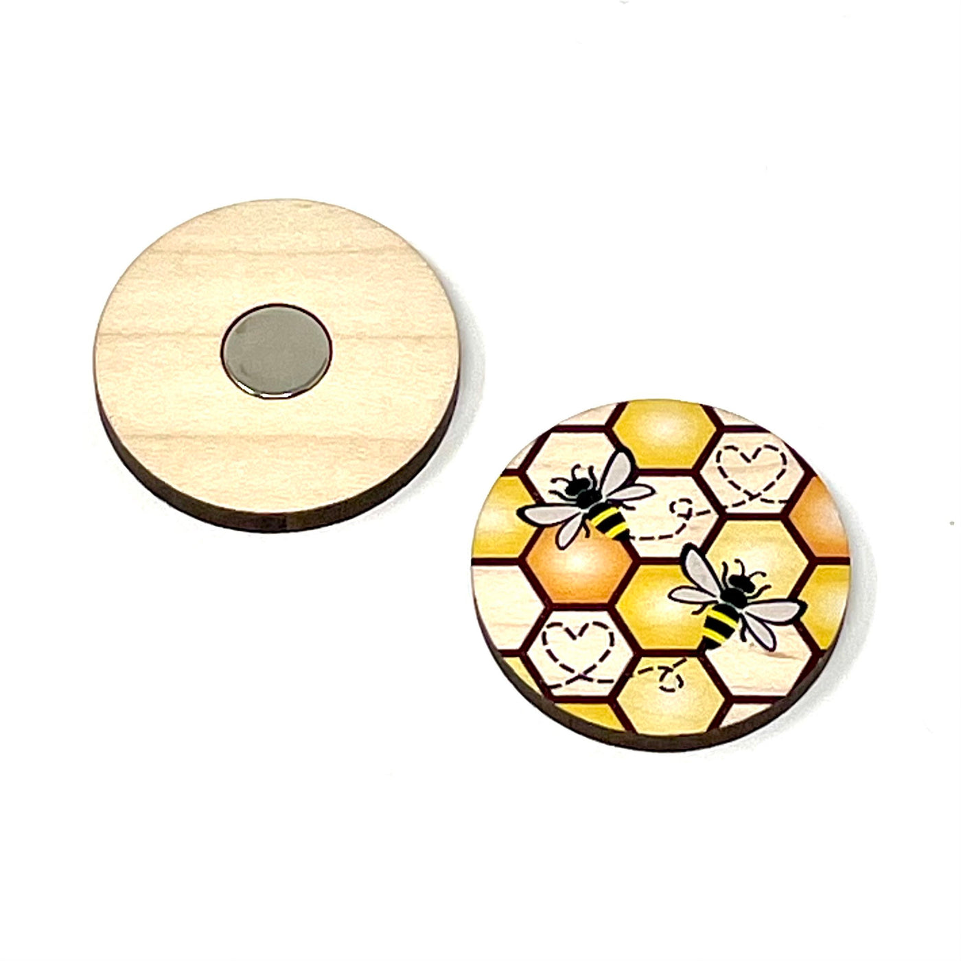 Reversible Bee Needle Minder Magnet with tin - Cross stitch / embroidery gift