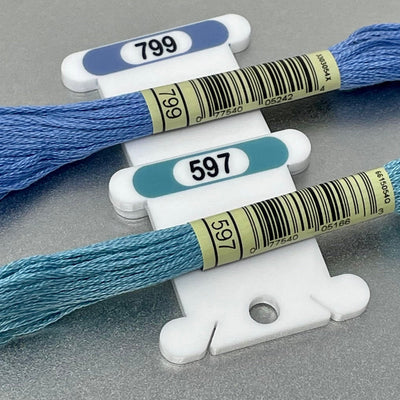 SAMPLE DMC 3mm acrylic bobbin with printed number and colours - 1 BOBBIN