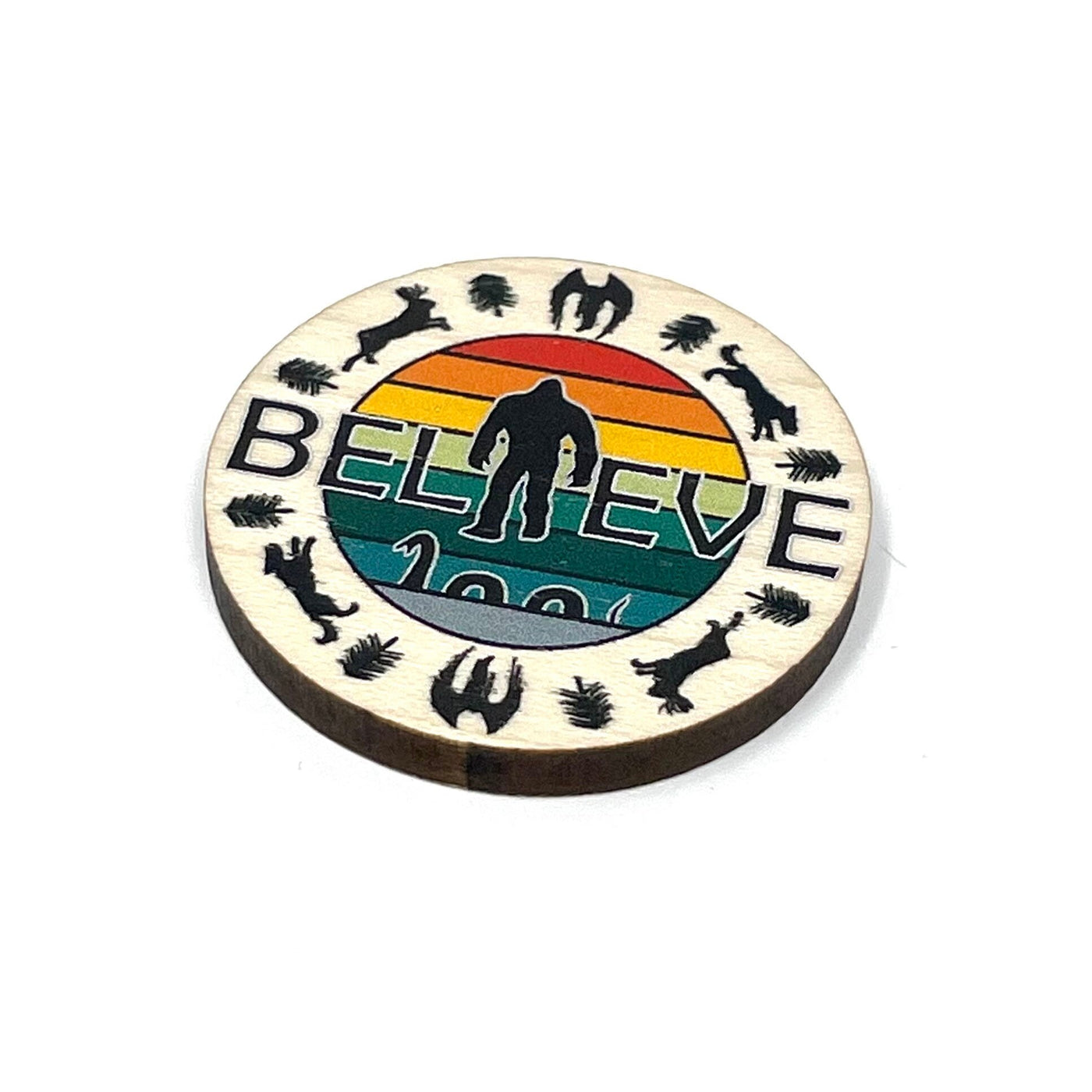 Cryptid 'Believe' needle minder magnet for cross stitch and embroidery