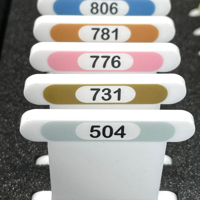 DMC Discontinued 3mm acrylic bobbins with printed number and colours (x24 bobbins)