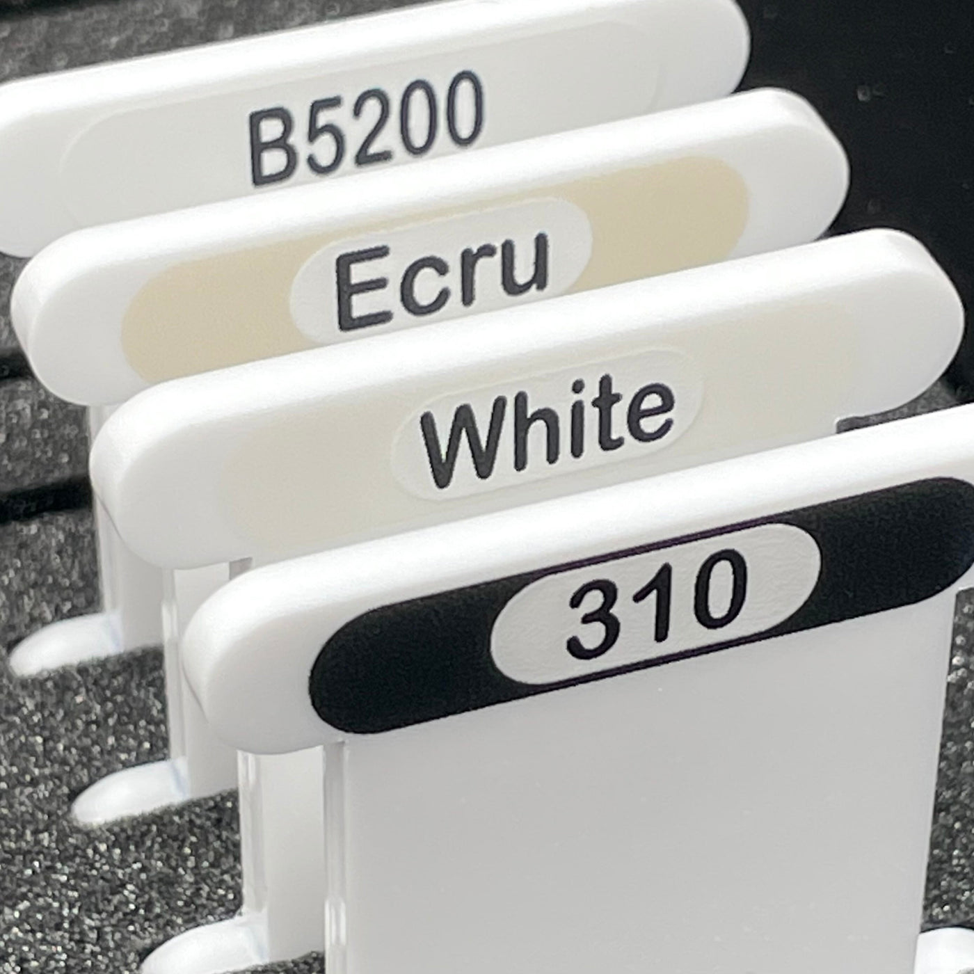 BLACK & WHITES - acrylic bobbins for DMC 310, Ecru, White and B5200 (x24 bobbins)