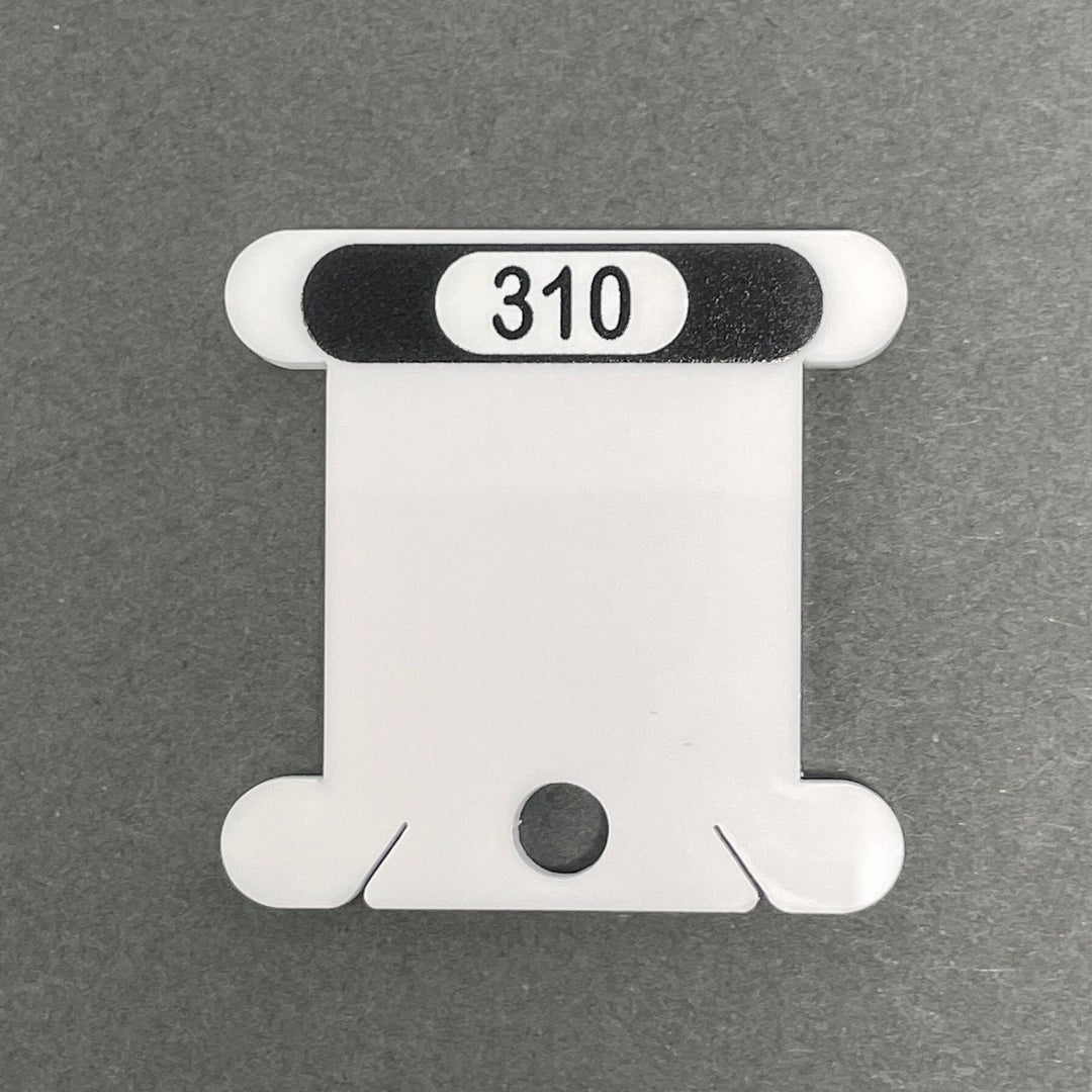 BLACK & WHITES - acrylic bobbins for DMC 310, Ecru, White and B5200 (x24 bobbins)