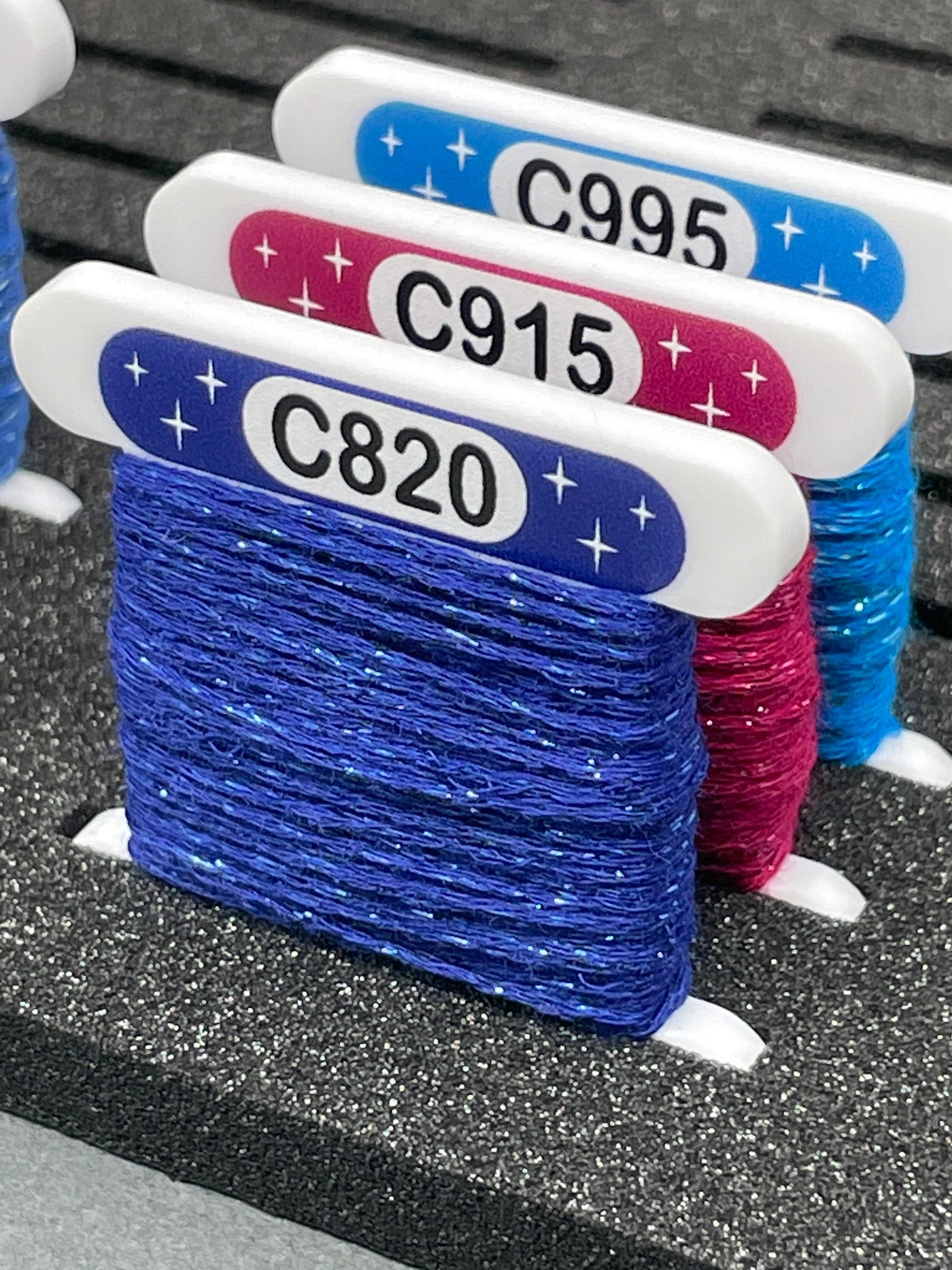 ETOILE - Acrylic bobbins for DMC Etoile threads with printed number and swatch (x35 bobbins)
