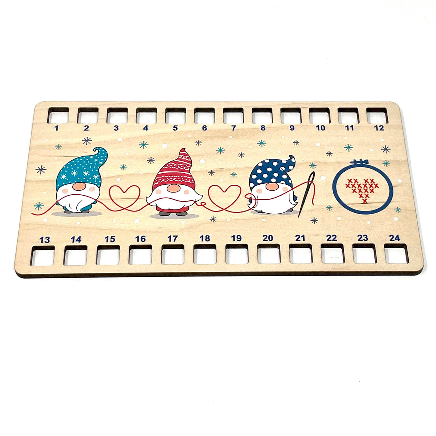 Winter Gnome thread / floss holder organiser for cross stitch and embroidery