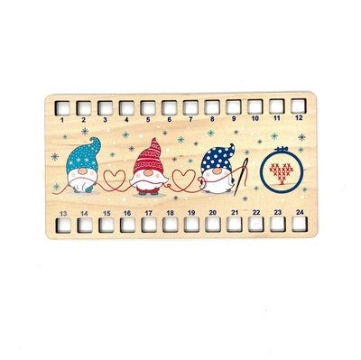 Winter Gnome thread / floss holder organiser for cross stitch and embroidery