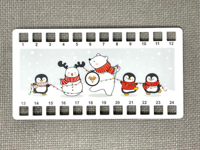 Winter Animal Friends acrylic thread holder / floss organiser for cross stich and embroidery