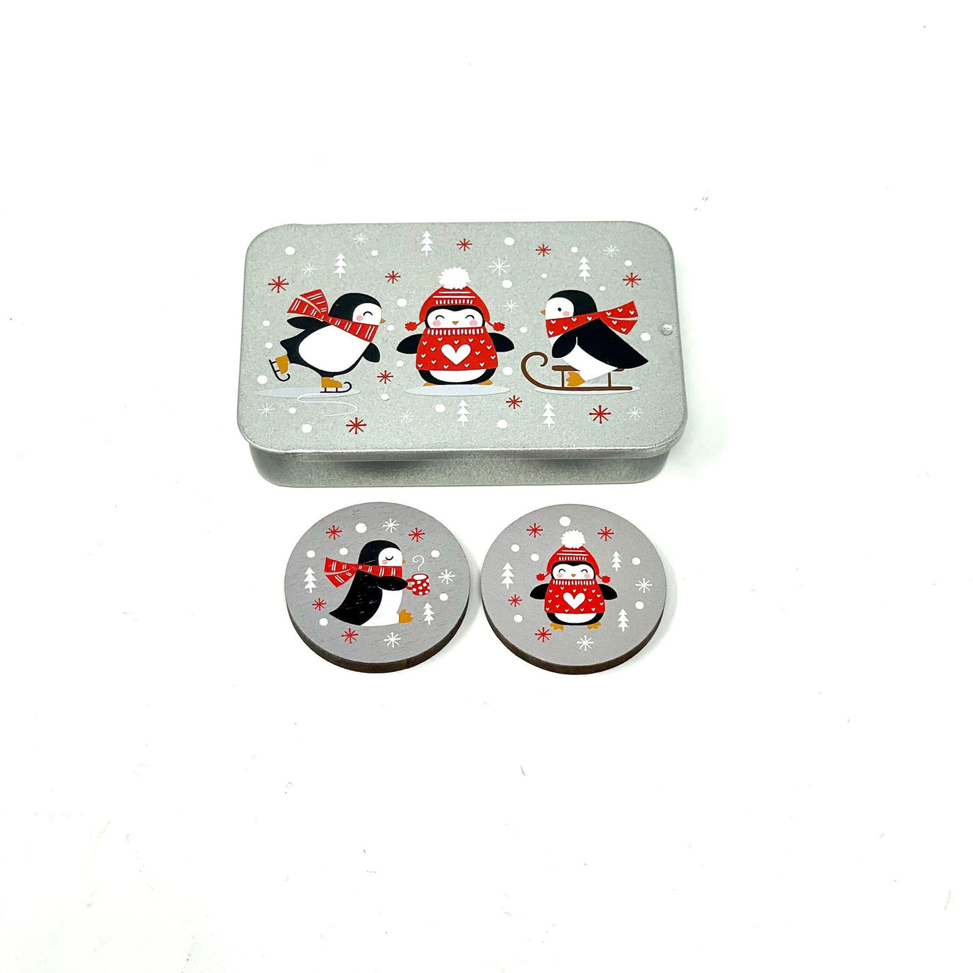 Reversible Penguin Needle Minder Magnet with tin - Cross stitch / embroidery gift