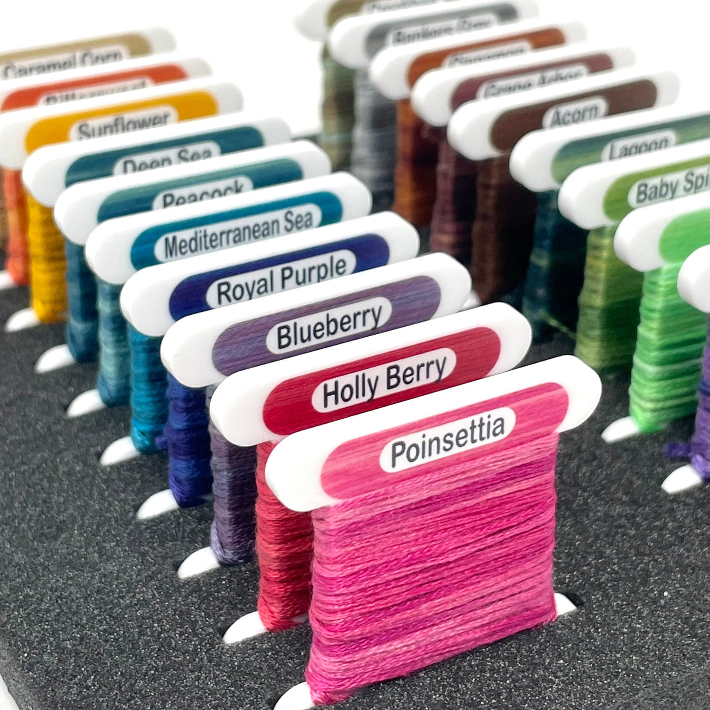 Gentle Art Sampler Threads (x227 bobbins) 3mm acrylic bobbins with printed number and colour swatch