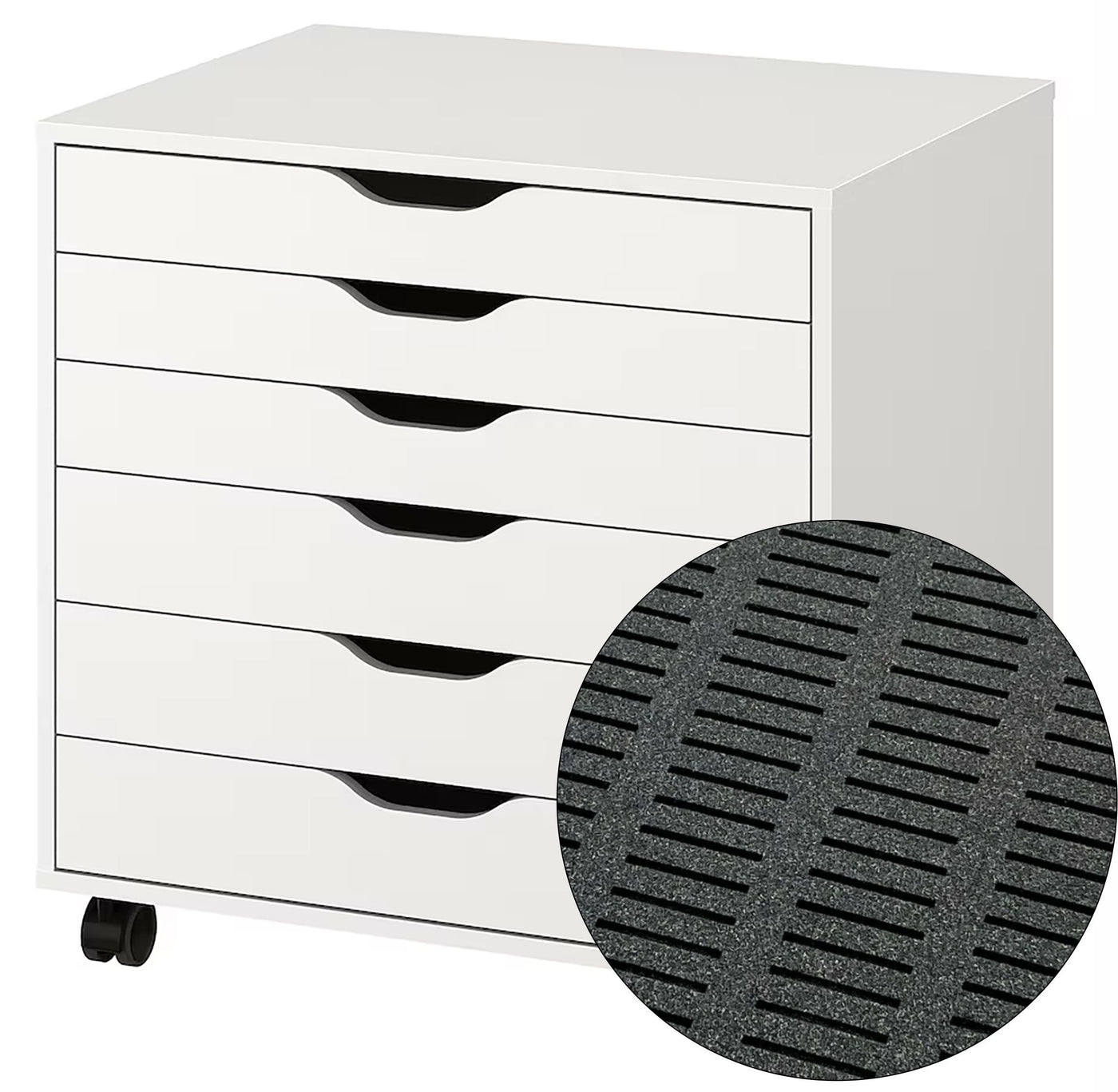 Foam inserts for wide IKEA Alex 6 drawer unit - storage for bobbins