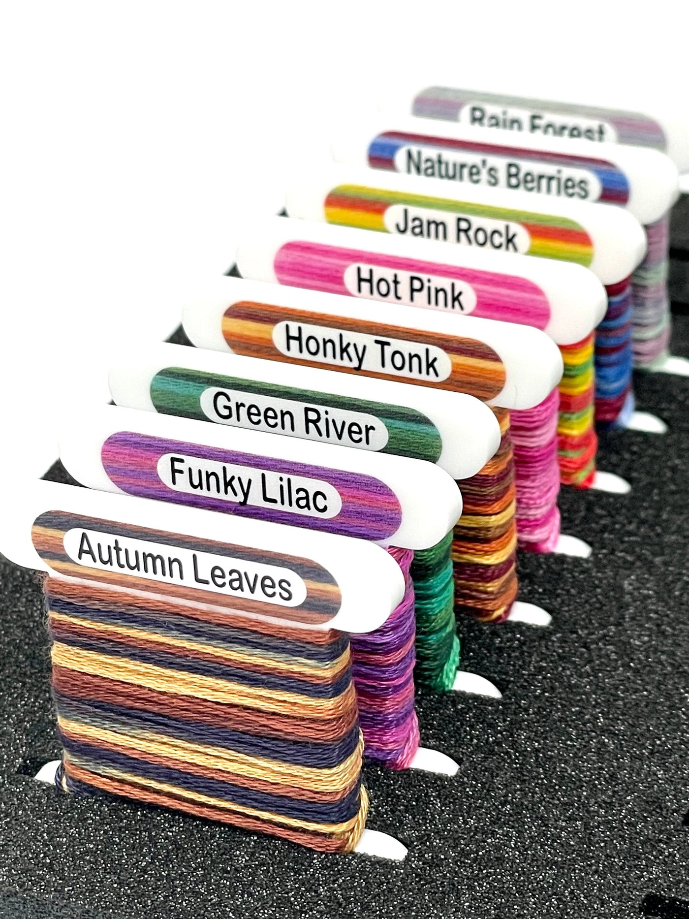 ThreadworX acrylic bobbins (x278) with printed number and colour swatch