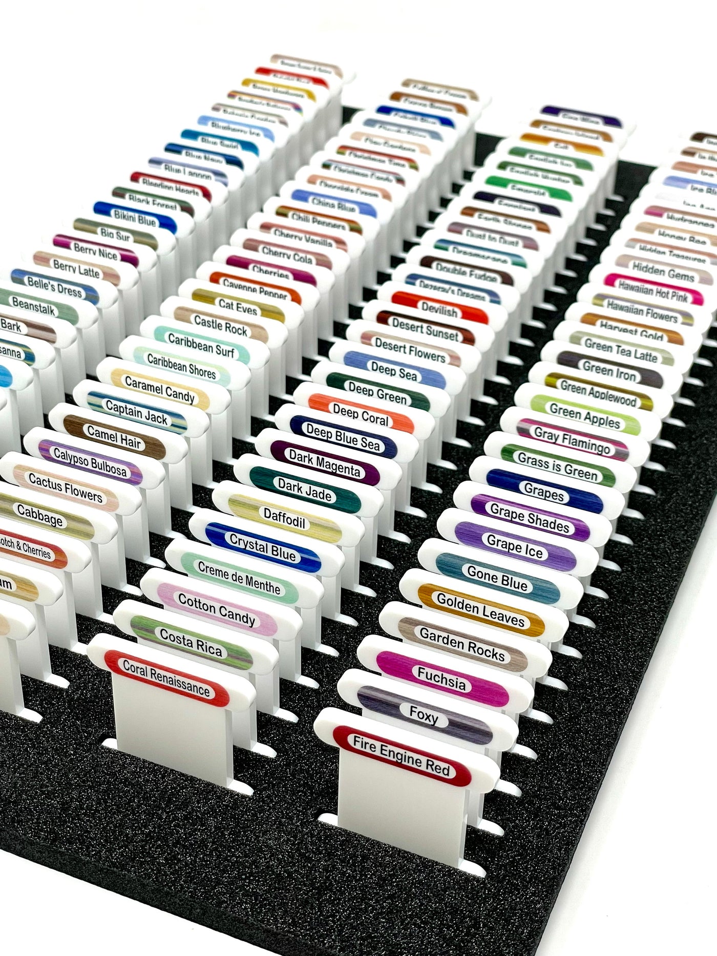 ThreadworX acrylic bobbins (x278) with printed number and colour swatch