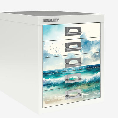 Watercolour beach decals for Bisley 5 drawer cabinet (not included)