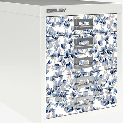 Blue/grey floral decals for Bisley 5 drawer cabinet (not included)