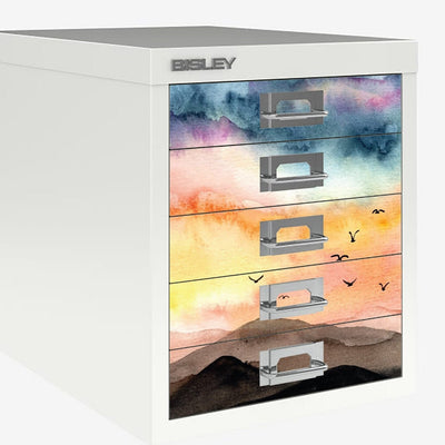 Watercolour mountain decals for Bisley 5 drawer cabinet (not included)
