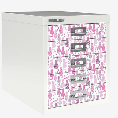 Pink Cat pattern decals for Bisley 5 drawer cabinet (not included)