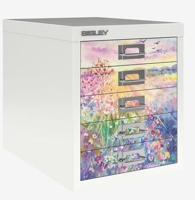 Watercolour Sunrise Meadow decals for Bisley 5 drawer cabinet (not included)