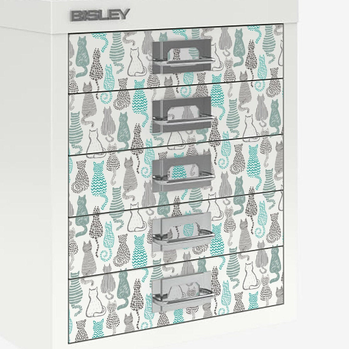Cat pattern decals for Bisley 5 drawer cabinet (not included)