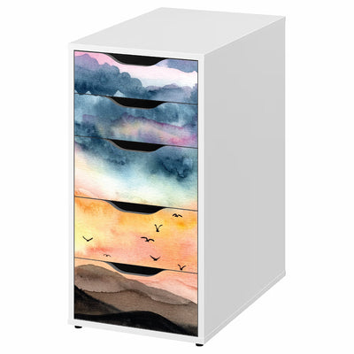 Watercolour mountain decals for IKEA Alex 5 drawer unit (not included)