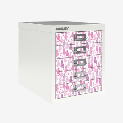 Pink Cat pattern decals for Bisley 5 drawer cabinet (not included)
