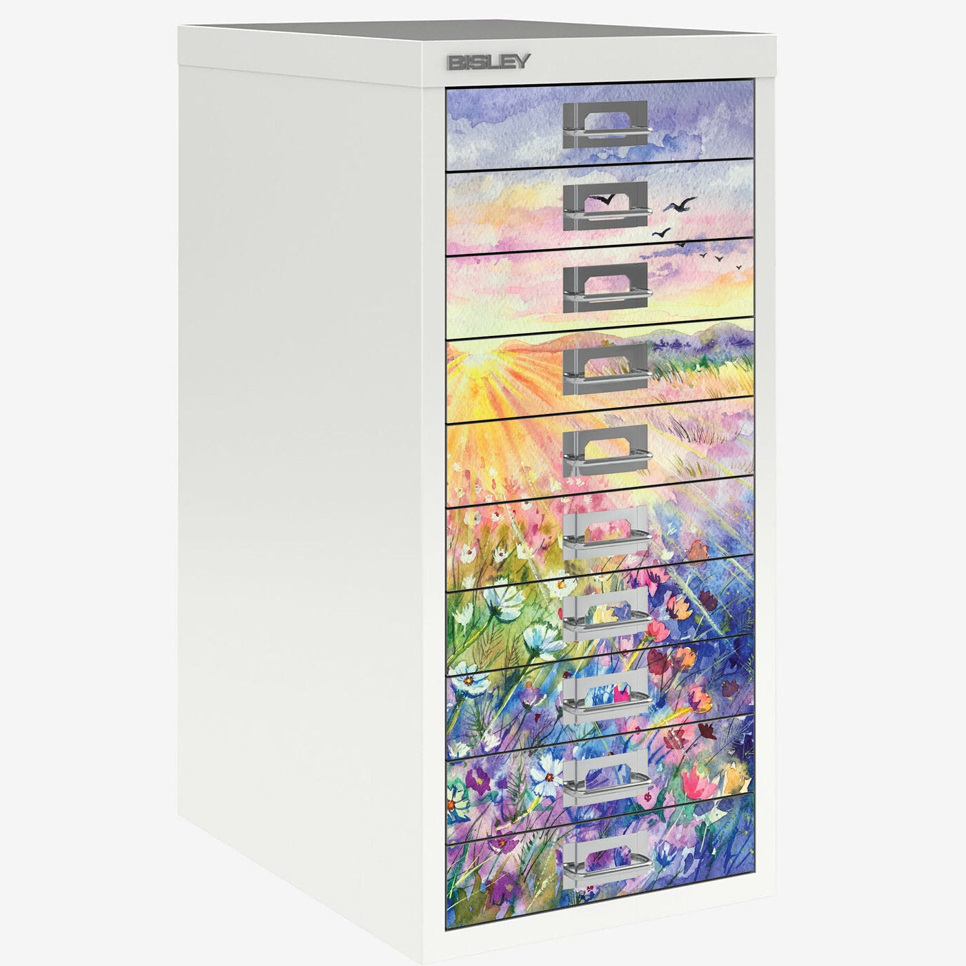 Sunrise Meadows decals for Bisley 10 drawer cabinet (not included)